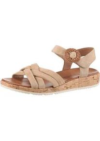 Sandalette Tamaris, Damen, Gr. 38, braun, Ziegenveloursleder, unifarben, Schuhe Sandalette, Plateau, Sommerschuh, Riemchensandale mit h&uuml;bscher Zierschnalle