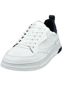 Keilsneaker Bugatti, Herren, Gr. 42, blau (wei&szlig;, navy), Lederimitat, unifarben mit Farbeinsatz, Schuhe, Freizeitschuh, Halbschuh, Schn&uuml;rer mit Kontrastbesatz