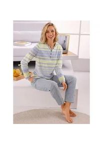 Schlafanzug Hajo, Damen, Gr. 36/38, gelb (gelb, grau, meliert), 62% Baumwolle, 38% Polyester, Homewear-Sets Schlafanzug
