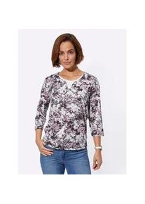 2-in-1-Shirt Classic Basics "Shirt", Damen, Gr. 40, lila (mauve, schwarz, bedruckt), 95% Polyester, 5% Elasthan, gemustert, mehrfarbig, Rundhals, Shirts 2-in-1 Shirt
