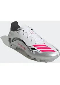 Fu&szlig;ballschuh Adidas PERFORMANCE "F50 MESSI CLUB F&Uuml;R HART- UND ASCHENPL&Auml;TZE", Herren, Gr. 41, silber (cloud wei&szlig;, lucid rot, silber metallic), Synthetik, Schuhe Fu&szlig;ballschuh, geeignet f&uuml;r Rasen- und Kunstrasenpl&auml;tze