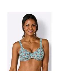 B&uuml;gel-Bikini-Top feel good, Damen, Gr. 44, Cup D, t&uuml;rkis, violett, bedruckt, Elasthan, Polyamid, Bikini-Oberteile