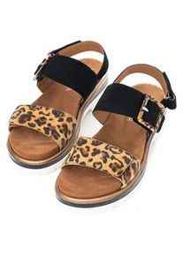 Plateausandaletten Ara "MALAGA", Damen, Gr. 42, bunt (schwarz, leo), Veloursleder, Schuhe Riemchensandale Sandale, Plateausandale, Klettschuh in Bequemweite G (= weit)