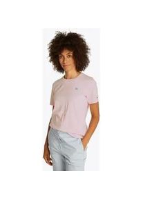 T-Shirt Tommy Hilfiger "REG CONTRAST FLAG SS TEE", Damen, Gr. S (36), rosa (light pink), Single Jersey, Obermaterial: 100% Baumwolle, unifarben, regular fit h&uuml;ftlang, Rundhals, abgesteppt, Shirts T-Shirt, mit Logostickerei