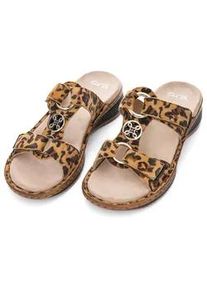 Pantolette Ara "HAWAII", Damen, Gr. 37, braun (leo), Veloursleder, Schuhe Pantolette, Sommerschuh, Sandale mit Klettverschl&uuml;sse