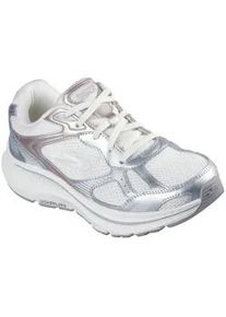 Sneaker Skechers "GO RUN CONSISTENT 2.0", Damen, Gr. 38, silber (sanftes wei&szlig;, silberfarben), Leder, Synthetik, Textil, metallic, Schuhe Sneaker, Retro Sneaker, Schn&uuml;rschuh mit Metallic-Bes&auml;tzen, Weite G (=weit), Topseller