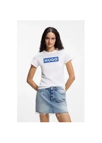HUGO BOSS T-Shirt HUGO BLUE "Classic Tee", Damen, Gr. 3XL, wei&szlig;, Single Jersey, Obermaterial: 100% Baumwolle, bedruckt, unifarben, k&ouml;rpernah normal, Rundhals, abgesteppte Kante, Shirts T-Shirt, mit Rundhals, Logodruck