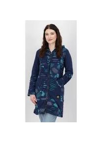 Fleecejacke DEPROC ACTIVE "Patchwork NUNAVUT LONG WMN", Damen, Gr. 50 (XL), blau (schwarz navy), 100% Baumwolle, Jacken Fleecejacke, auch in Gro&szlig;en Gr&ouml;&szlig;en erh&auml;ltlich