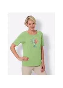 Kurzarmshirt "Kurzarm-Shirt", Damen, Gr. 54, blau (reseda, jeansblau), 100% Baumwolle, bedruckt, gemustert, mehrfarbig, Rundhals, Shirts