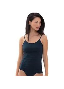 Spaghettitop Mey "Cotton Pure", Damen, Gr. 36, blau (night blau), Single Jersey, Obermaterial: 94% Baumwolle, 6% Elasthan, schmal h&uuml;ftbedeckend, tiefer Rundhals, Tops, tiefer Rundhals, atmungsaktiv, Baumwollmischung, Single Jersey