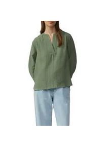 Shirtbluse s.Oliver, Damen, Gr. 44, gr&uuml;n (shadow khaki), Web, Obermaterial: 81% Viskose, 19% Polyamid, unifarben, bequem h&uuml;ftbedeckend, V-Ausschnitt, Blusen, mit 3/4-&Auml;rmeln und im Tunika-Look