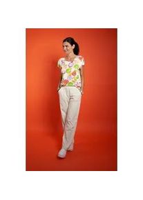 Kurzarmshirt Seidel Moden, Damen, Gr. 44, wei&szlig; (sanftes wei&szlig;,11), Jersey, Obermaterial: 96% Viskose, 4% Elasthan, bedruckt, gestreift, regular fit h&uuml;ftbedeckend, tiefer Rundhals, gerader Abschluss, Shirts, mit All-Over Print, MADE IN GERMANY