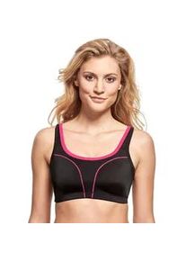 Sport-BH SuSa "Move high", Damen, Gr. 100, Cup E, schwarz (schwarz, pink), Microtouch, Obermaterial: 47% Polyester, 42% Polyamid, 11% Elasthan, bequem, BHs Sport-BH, nahtlos vorgeformte Cups, Microfaser, elastisch