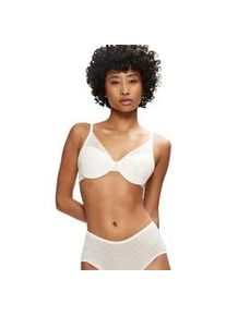 Halbschalen-BH Triumph "Signature Sheer", Damen, Gr. 80, Cup C, wei&szlig; (ecru wei&szlig;), T&uuml;ll, Obermaterial: 44% Polyester, 29% Polyamid, 27% Elasthan, unifarben, BHs, Monogramm-T&uuml;ll, gepolsterte Cups, Spitzen-Details, weich, T&uuml;ll