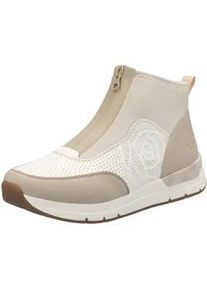 Keilsneaker Rieker, Damen, Gr. 43, wei&szlig; (beige, sanftes wei&szlig;), Lederimitat, Textil, Schuhe Sneaker, Stiefelette, Boots, Rosenpr&auml;gung, mit Rei&szlig;verschluss vorne