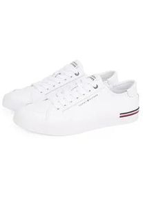 Sneaker Tommy Hilfiger "CORE CORPORATE VULC LEATHER", Herren, Gr. 45, wei&szlig;, Leder, Lederimitat, Schuhe Sneaker, Freizeitschuh, Halbschuh, Schn&uuml;rer mit Logoschriftzug