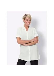 Longbluse Classic Basics, Damen, Gr. 40, wei&szlig;, 100% Polyester, unifarben, V-Ausschnitt, Blusen Longbluse