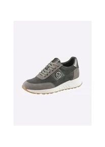 Sneaker Heine, Damen, Gr. 39, grau (grau, anthrazit), Glattleder, Leder, Veloursleder, Schuhe Sneaker