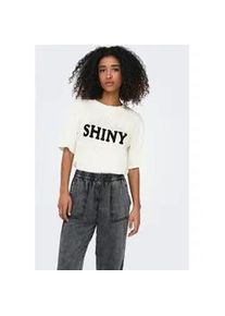 Kurzarmshirt Only "ONLSANNI S/S STONES TOP BOX JRS", Damen, Gr. L (40), cloud dancer print:shiny, Jersey, Obermaterial: 50% Modal, 45% Baumwolle, 5% Elasthan, bedruckt, regular fit, Rundhals, Shirts