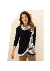 Rollkragenshirt Classic Basics "Rollkragen-Shirt", Damen, Gr. 54, schwarz (schwarz, ecru, bedruckt), 100% Baumwolle, gemustert, mehrfarbig, Shirts