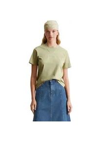 Marc O'Polo T-Shirt MARC O'POLO DENIM, Damen, Gr. S, gr&uuml;n (elm gr&uuml;n), Single Jersey, Obermaterial: 100% Baumwolle, regular fit, Rundhals, Shirts T-Shirt, Basic, kleiner Markenprint, reugular fit