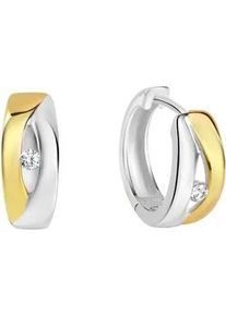 Paar Creolen Vivance "925/- Sterling Silber rhodiniert/vergoldet Zirkonia", bunt (mehrfarbig, wei&szlig;), Ohrringe, Damen, one-size, Silber 925 (Sterlingsilber)