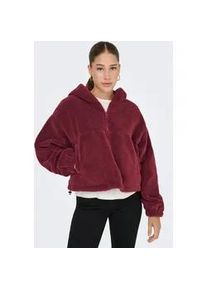 Fleecejacke Only "ONLSIENA TEDDY ANORAK LIFE CC OTW", Damen, Gr. M, rot (cabernet), Web, Obermaterial: 100% Polyester, unifarben, regular fit, B&uuml;ndchen, Jacken Fleecejacke