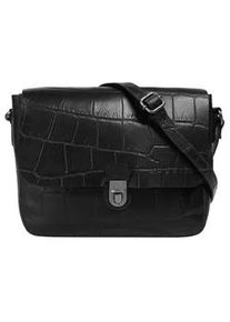 Umh&auml;ngetasche Bugatti "NEVIO", Damen, Gr. B/H/T: 26cm x 21cm x 6cm onesize, schwarz, Leder, leicht gl&auml;nzend, unifarben, Taschen Umh&auml;ngetasche, echt Leder