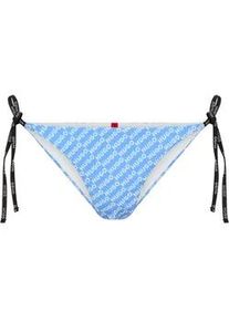 Bikini-Hose HUGO UNDERWEAR "PURE SIDE TIE", Damen, Gr. S, N-Gr, blau (lt, pastel blau), Microfaser, Obermaterial: 65% Polyester, 35% Elasthan, Badehosen Bikini-Hose, Stretch-Gewebe, Allover Print