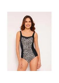 Badeanzug, Damen, Gr. 42, Cup C, schwarz (schwarz, bedruckt), Elasthan, Polyamid, Badeanz&uuml;ge Badeanzug