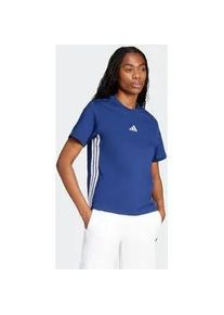 T-Shirt Adidas SPORTSWEAR "ESSENTIALS 3-STREIFEN COTTON", Damen, Gr. XXL, blau (dunkelblau, wei&szlig;), Obermaterial: 100% Baumwolle, normal, Rundhals, Shirts T-Shirt