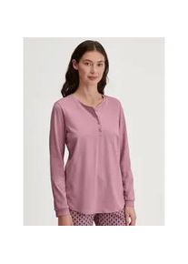 Langarmshirt Calida "Favourites Botanic", Damen, Gr. S (40/42), lila (lilas), Single Jersey, Obermaterial: 100% Baumwolle, bequem normal, Rundhals, Shirts Langarmshirt, Langarm, Rundhalsausschnitt, mit Knopfleiste, bequem, Baumwolle