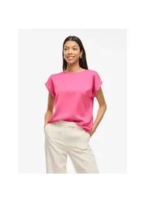 Kurzarmshirt Vila "VIELLETTE S/S SATIN TOP - NOOS", Damen, Gr. 34, sangria sunset, Satin, Obermaterial: 100% Polyester, unifarben, regular fit normal, Rundhals, mit Umschlag, Shirts, Satin Optik
