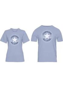 T-Shirt Converse "UNISEX Converse GO-TO ALL STAR PATCH LOGO STANDARD FIT T-SHIRT", Damen, Gr. S, beige (wet stone), Single Jersey, Obermaterial: 100% Baumwolle, Rundhals, eingesetzt normaler Saum, Shirts T-Shirt