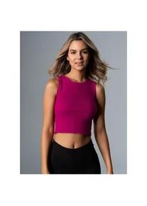 Crop-Top TRIGEMA "TRIGEMA Cropped Top aus elastischem Doppelripp", Damen, Gr. S, pink (magenta), Feinripp, 90% Baumwolle, 10% Elastan, Basic, Rundhals, Tops