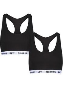 Bustier Reebok "FRANKIE", Damen, Gr. L (40), N-Gr, schwarz-wei&szlig; (schwarz, wei&szlig; elastic), Obermaterial: 95% Baumwolle, 5% Elasthan, bedruckt, unifarben, BHs Bustier, breite Tr&auml;ger, ohne Verschluss, ohne B&uuml;gel, mit Logo, Baumwollmix
