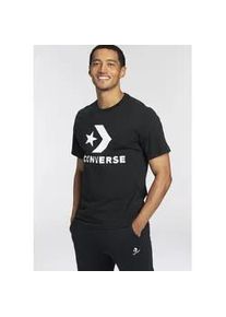 T-Shirt Converse "Unisex GO-TO STAR CHEVRON LOGO STANDARD-FIT", Damen, Gr. XXS, schwarz-wei&szlig; (schw, wss), Single Jersey, Obermaterial: 100% Baumwolle, Rundhals, normaler Saum, Shirts T-Shirt, Unisex