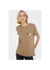 Rundhalsshirt Only "ONLLUCY REG S/S TOP JRS NOOS", Damen, Gr. M, cocoa cr&eacute;me print:texana rose, Single Jersey, Obermaterial: 100% Baumwolle, bedruckt, regular fit normal, Rundhals, Shirts Rundhalsshirt, unterschiedlich bedruckt
