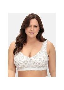 Entlastungs-BH sheego, Damen, Gr. 11,5, Cup B, beige (beige, bedruckt), 95% Baumwolle, 5% Elasthan, Netzmaterial:100% Polyamid, BHs Entlastungs-BH