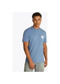 Tommy Hilfiger Kurzarmshirt TOMMY JEANS "TJM REG PAISLEY FLAG TEE EXT", Damen, Gr. S, blau (colorado blau), Single Jersey, Obermaterial: 100% Baumwolle, regular fit normal, Rundhals, eingesetzt,&Auml;rmel ohne &Auml;rmelschlitz abgesteppte Kante, Shirts, Mit Rundhalsausschnitt