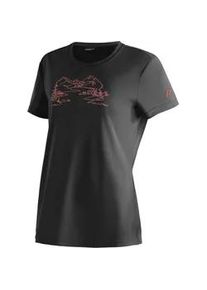 T-Shirt Maier Sports "Wilma Print", Damen, Gr. 34, schwarz, 100% Polyester, Rundhals, Shirts T-Shirt, Damen Funktionsshirt, Freizeitshirt mit Aufdruck, Regular Fit