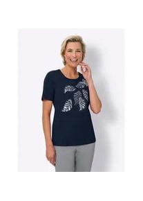 Kurzarmshirt Classic Basics "Kurzarm-Shirt", Damen, Gr. 46, blau (marine), 100% Baumwolle, bedruckt, gemustert, Rundhals, Shirts