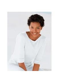 Rundhalsshirt Classic Basics "Shirt", Damen, Gr. 56, wei&szlig;, 100% Baumwolle, unifarben, Rundhals, Shirts Rundhalsshirt