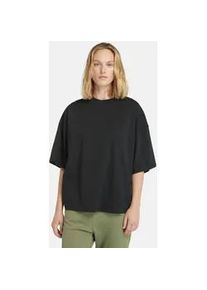 T-Shirt Timberland "DUNSTAN SHORT SLEEVE OVERSIZE TEE", Damen, Gr. L, schwarz, Jersey, Obermaterial: 100% Baumwolle, unifarben, Rundhals, offene Kante, Shirts T-Shirt, in gro&szlig;en Gr&ouml;&szlig;en