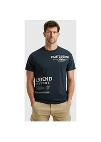 PME-Legend T-Shirt PME LEGEND, Damen, Gr. L, blau (salute), Jersey, Obermaterial: 100% Baumwolle, bedruckt, regular fit taillenbedeckt, Rundhals, gerader Abschluss, Shirts T-Shirt, mit All-Over Print