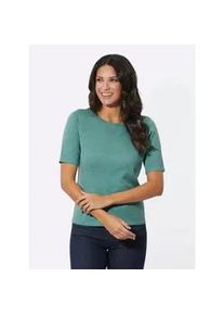 Kurzarmpullover Classic Basics "Kurzarm-Pullover", Damen, Gr. 38, gr&uuml;n (salbei, meliert), 40% Viskose, 30% Polyamid, 25% Polyester, 5% Kaschmir, meliert, Pullover