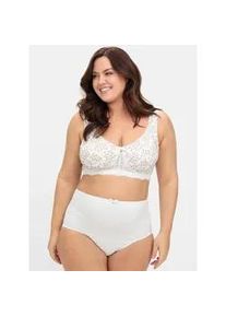 Entlastungs-BH sheego, Damen, Gr. 105, Cup C, beige (beige, bedruckt), 95% Baumwolle, 5% Elasthan, Netzmaterial:100% Polyamid, Spitze:10% Elasthan, 90% Polyamid, BHs Entlastungs-BH