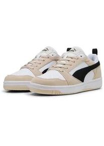 Sneaker Puma "REBOUND V6 LOW SD", Damen, Gr. 38, alpine snow, Puma schwarz, Puma wei&szlig;, Leder, mehrfarbig, Schuhe Sneaker, mit Leder-Obermaterial, mit SOFTFOAM+ Einlegesohle, sportlicher Stil