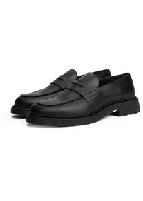 Slipper Tommy Hilfiger "HILFIGER COMFORT LWT LTH LOAFER", Herren, Gr. 46, schwarz, Nappaleder, Schuhe Slipper, Abendschuh, Loafer, Businessschuh mit abgesteppter Naht