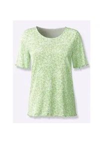 Kurzarmshirt Classic Basics "Kurzarm-Shirt", Damen, Gr. 40, gr&uuml;n (reseda, ecru, bedruckt), 100% Baumwolle, bedruckt, gebl&uuml;mt, gemustert, Rundhals, Shirts